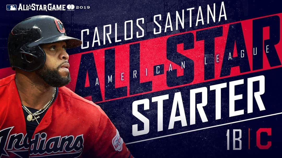 クリーブランド・インディアンスさんのインスタグラム写真 - (クリーブランド・インディアンスInstagram)「HOMETOWN HERO!  Carlos Santana will start at first base for the American League in the 2019 All-Star Game!  Congrats, ‘Los!」6月28日 8時18分 - cleguardians