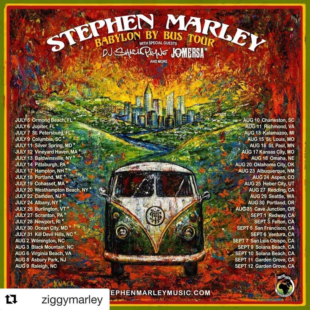 バスタ・ライムスさんのインスタグラム写真 - (バスタ・ライムスInstagram)「🔥🔥🔥🔥🔥🔥🔥🔥🔥🔥#Repost @ziggymarley with @get_repost ・・・ #Ragga @stephenmarley on the road this #summer – starting July 5th – with special guests @shaciapayne & @jomersamarley! Tickets available now at the link in ragga bio. . #stephenmarley #shaciapayne #jomersamarley #marleyfamily #LEGACY #ziggymarley」6月28日 18時48分 - bustarhymes