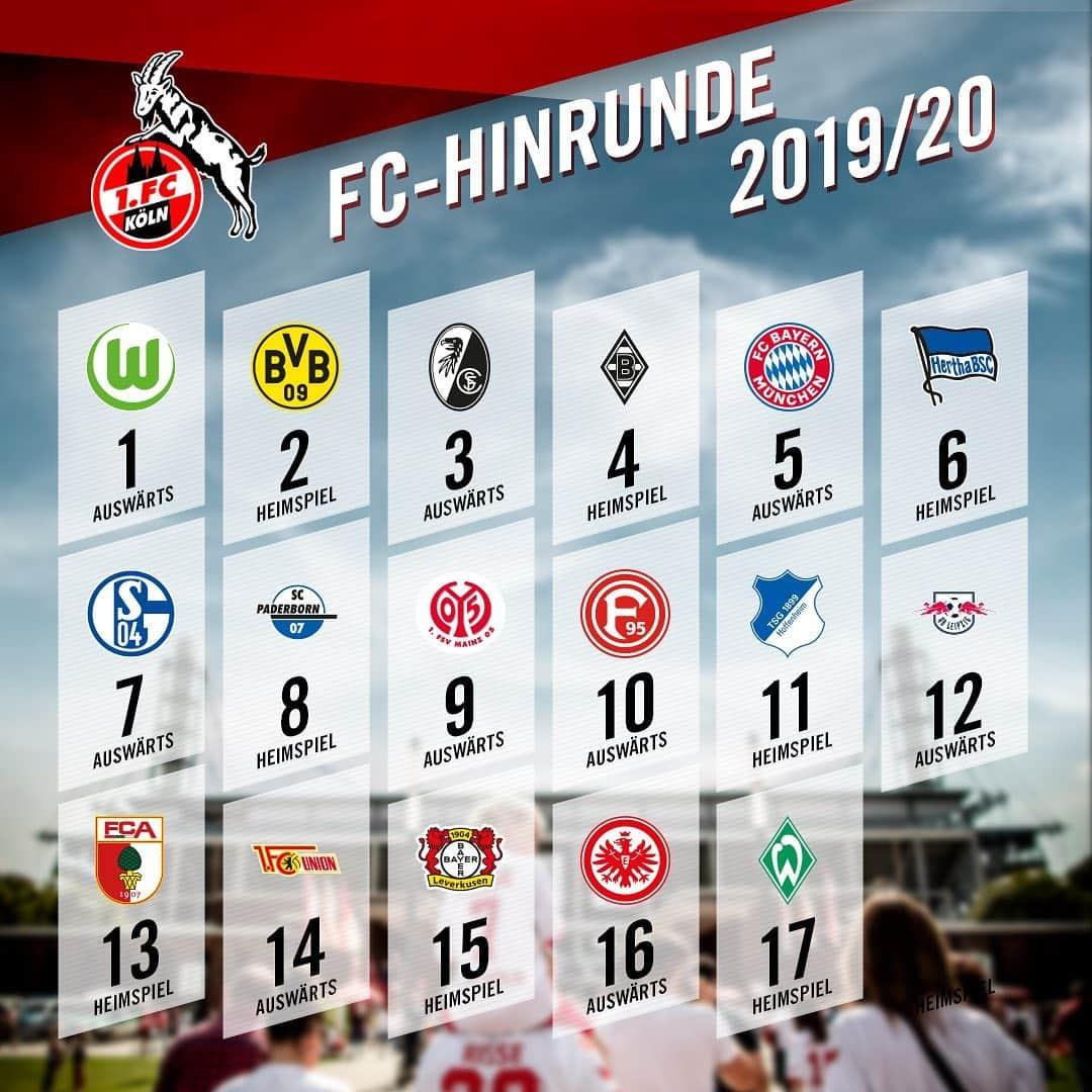 1.FCケルンさんのインスタグラム写真 - (1.FCケルンInstagram)「Es geht wieder los🎉 Der Spielplan für die neue #Bundesliga-Saison ist da. #effzeh #Köln #Kölle」6月28日 19時00分 - fckoeln