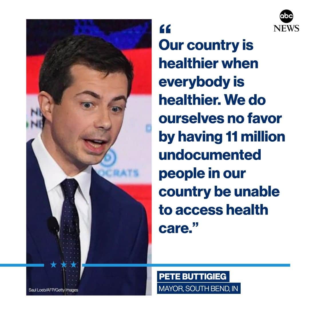 ABC Newsさんのインスタグラム写真 - (ABC NewsInstagram)「All candidates on stage indicate that their health care plans would cover undocumented immigrants. "Our country is healthier when everybody is healthier," Mayor Pete Buttigieg says. #DemDebate」6月28日 10時51分 - abcnews