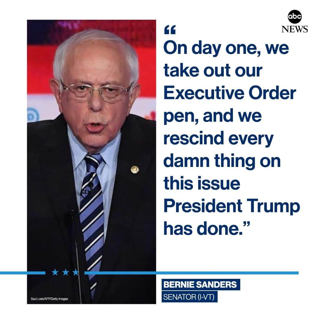 ABC Newsさんのインスタグラム写真 - (ABC NewsInstagram)「Sen. Bernie Sanders on immigration: “On day one we take out our executive order pen, and rescind every damn thing on this issue that Trump has done.” #DemDebate」6月28日 11時06分 - abcnews