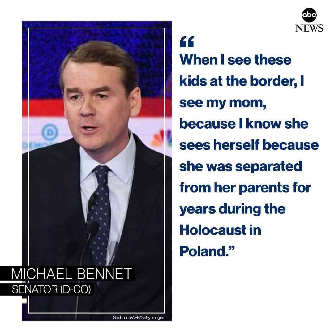 ABC Newsさんのインスタグラム写真 - (ABC NewsInstagram)「Sen. Michael Bennet: "When I see these kids at the border, I see my mom, because I know she sees herself because she was separated from her parents for years during the Holocaust in Poland." #DemDebate」6月28日 11時03分 - abcnews