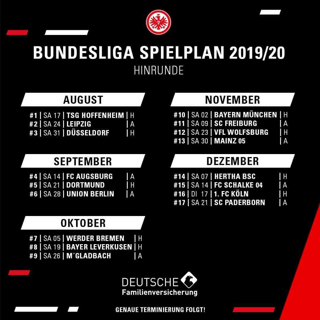 アイントラハト・フランクフルトさんのインスタグラム写真 - (アイントラハト・フランクフルトInstagram)「Der Spielplan für die neue Bundesliga-Saison steht 🤓 • • #Spielplan #swipe #sge #eintracht #frankfurt #eintrachtfrankfurt」6月28日 19時23分 - eintrachtfrankfurt