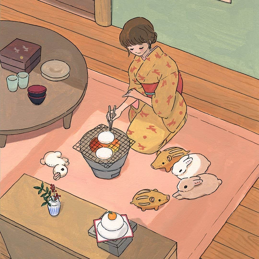 森山標子(しなこ)/Schinakoさんのインスタグラム写真 - (森山標子(しなこ)/SchinakoInstagram)「#kimono⠀ I love Kimono & Yukata 👘⠀ 着物と浴衣とうさぎさん⠀ *⠀ #illustration#art#drawing#design#acrylicpaint#アクリル絵の具#rabbit#bunny#うさぎ」6月28日 15時25分 - schinako