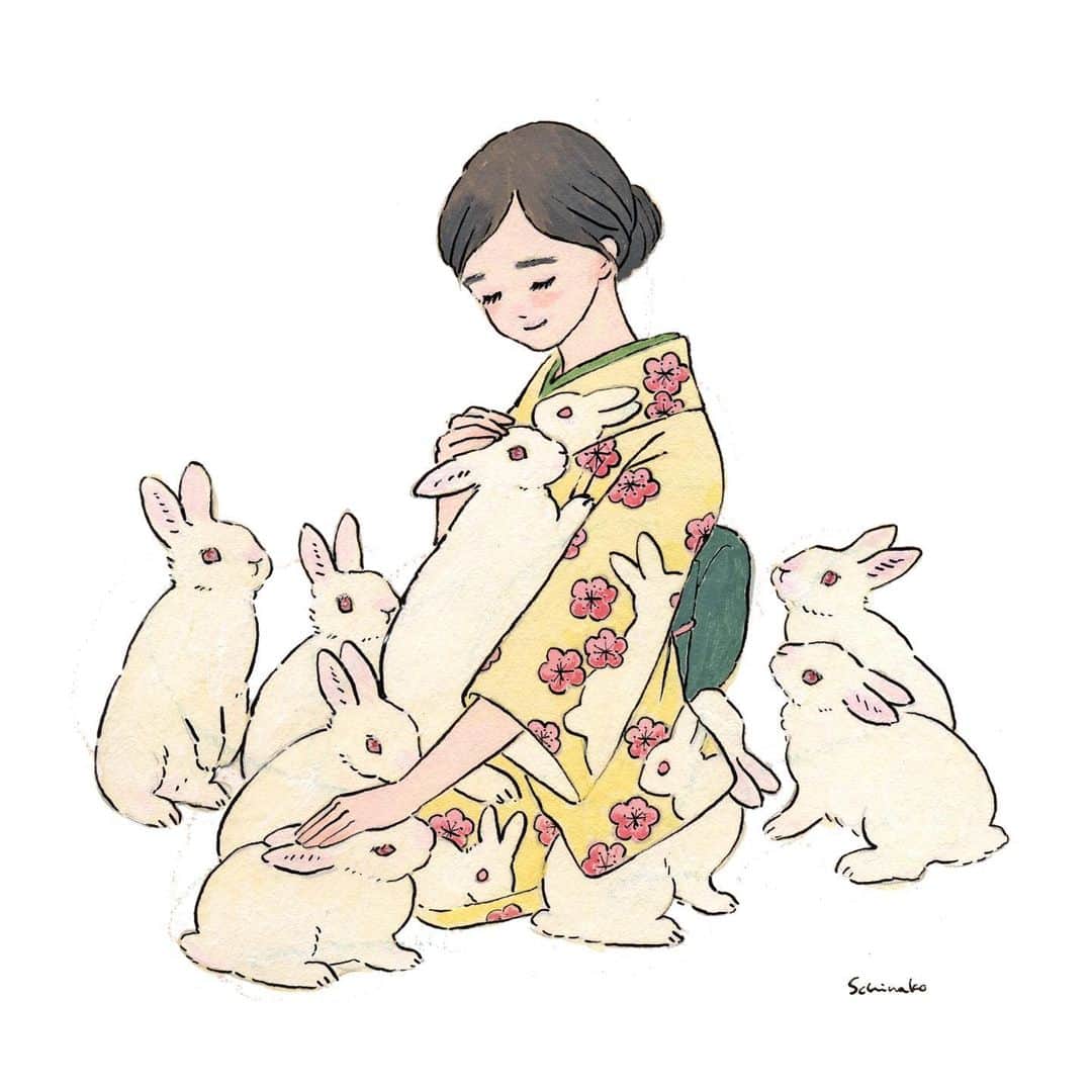 森山標子(しなこ)/Schinakoさんのインスタグラム写真 - (森山標子(しなこ)/SchinakoInstagram)「#kimono⠀ I love Kimono & Yukata 👘⠀ 着物と浴衣とうさぎさん⠀ *⠀ #illustration#art#drawing#design#acrylicpaint#アクリル絵の具#rabbit#bunny#うさぎ」6月28日 15時25分 - schinako