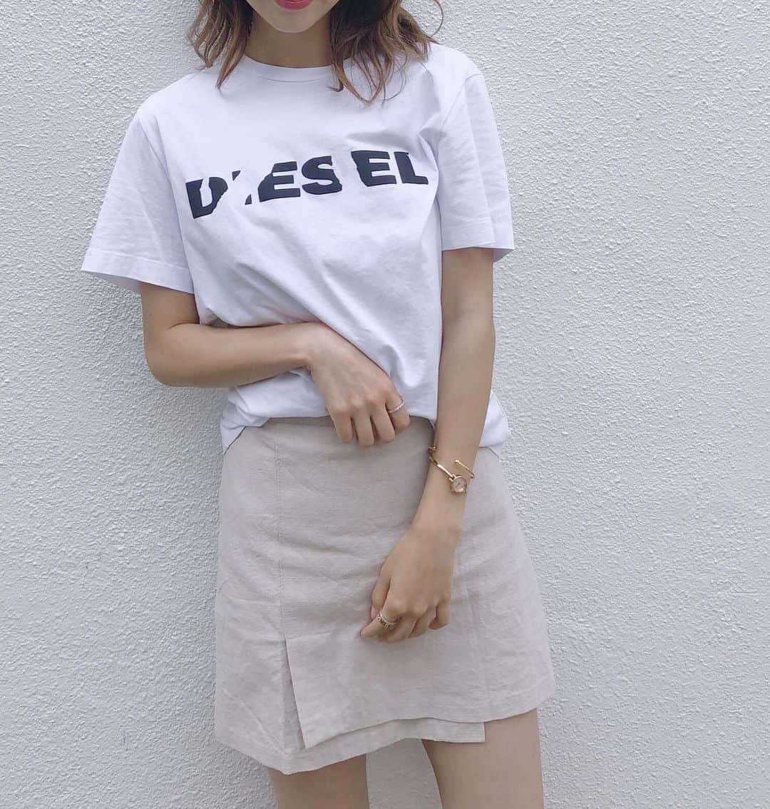 山内遥さんのインスタグラム写真 - (山内遥Instagram)「.  #오오티디 🧸🌿🌿 🍋tshirt: @diesel . 🍋skirt: @dholic_official  シンプル☺️✌︎今日暑かった！ . . #diesel#dholic」6月28日 20時41分 - haruka__yamauchi