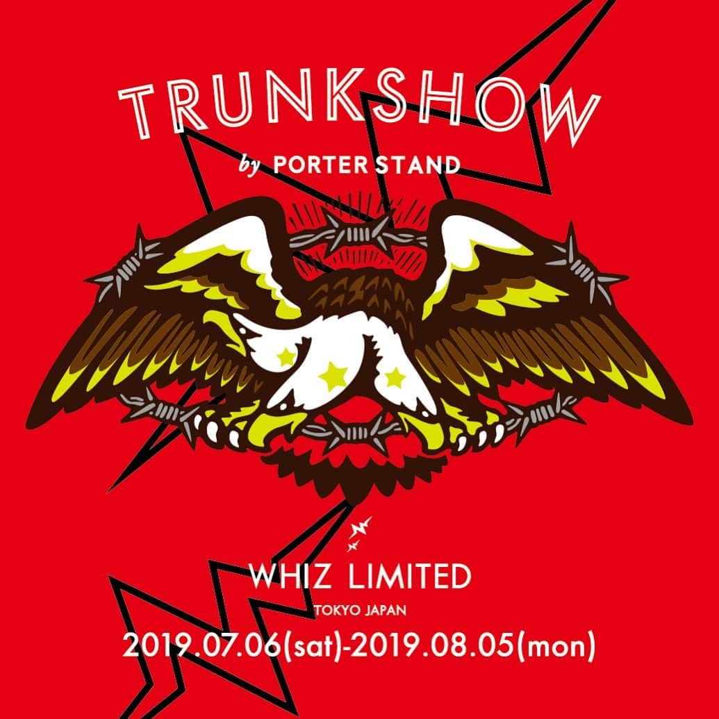 のインスタグラム：「「WHIZ LIMITED TRUNK SHOW」by PORTER STANDを開催します。  PORTER STAND 東京駅店にて、東京発のブランド「WHIZ LIMITED（ウィズリミテッド）」をフィーチャーしたトランクショーを開催いたします。  デザイナー 下野宏明氏が2000年AUTUMN / WINTER COLLECTIONよりスタートした「whiz」。"INDIVIDUAL CLOTHING"＝『単体で個性のある洋服』をスローガンに掲げ、あらゆるカテゴリーの壁を超越したオリジナルなTOKYO STREETスタイルを確立。その独創的な世界観をアイデンティティに、手刷りのTシャツから始まったインディペンデントブランドは、2003年に“WHIZ LIMITED”とその名を進化させています。2011年10月には東京コレクションの舞台にて、2012 SPRING / SUMMER COLLECTIONを披露し、2016年にはTOKYO FASHION AWARD 2016 を受賞。 原宿で生まれた極地的なファッションカルチャーを、全世界に向けて発信しています。  開催期間：2019年7月6日（土）～8月6日（火）  本イベントは、WHIZ LIMITEDの設立日であり、デザイナー 下野氏の生まれ年（1976年）であることからブランドを象徴するナンバーとなっている「76」にちなみ、7月6日より開催いたします。  期間中はこのイベントのために製作した「WHIZ LIMITED×PORTER」オリジナルアイテムを完全数量限定で予約販売いたします。また、WHIZ LIMITEDの人気のインラインアイテムやコラボレーションアイテムをバリエーション豊富に展開いたします。  是非、この機会にお立ち寄りください。  スタッフ一同、皆様のご来店を心よりお待ちしております。 ------------------------------------------------------------- #yoshidakaban #porter #luggagelabel #porteryoshida #porterstand #tokyostation #trunkshow  #whiz #whizlimited #lumptokyo #tokyo」