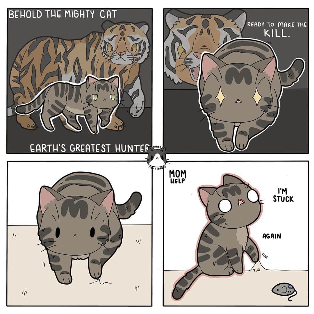 のインスタグラム：「Moooooooooom H.A.L.P⠀ ⠀ ✍🏼@faberillustrated⠀ ⠀ #meowed #doodles #9gagmeowdle #faberillustrated #catcomic #meowedcomic」
