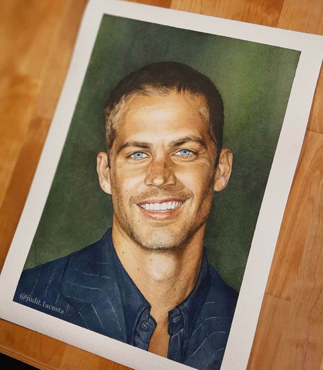 ポール・ウォーカーのインスタグラム：「Wow. Check out this amazing watercolor portrait from @judit.1acosta! #TeamPW #FanArtFriday」