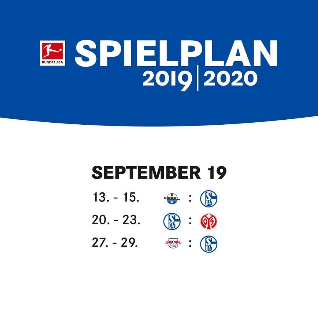 シャルケ04さんのインスタグラム写真 - (シャルケ04Instagram)「Our 2019/20 Bundesliga campaign 📅 Which month are you most looking forward to? . . #Schalke #S04 #Bundesliga #Football #Soccer #Knappen #WirLebenDich #🔵⚪️」6月28日 23時20分 - s04