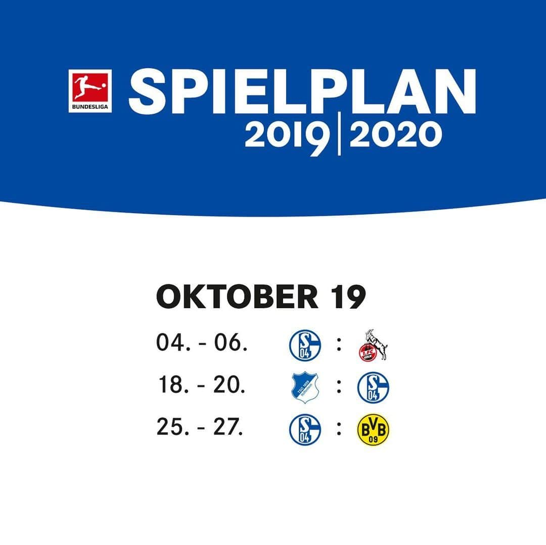 シャルケ04さんのインスタグラム写真 - (シャルケ04Instagram)「Our 2019/20 Bundesliga campaign 📅 Which month are you most looking forward to? . . #Schalke #S04 #Bundesliga #Football #Soccer #Knappen #WirLebenDich #🔵⚪️」6月28日 23時20分 - s04