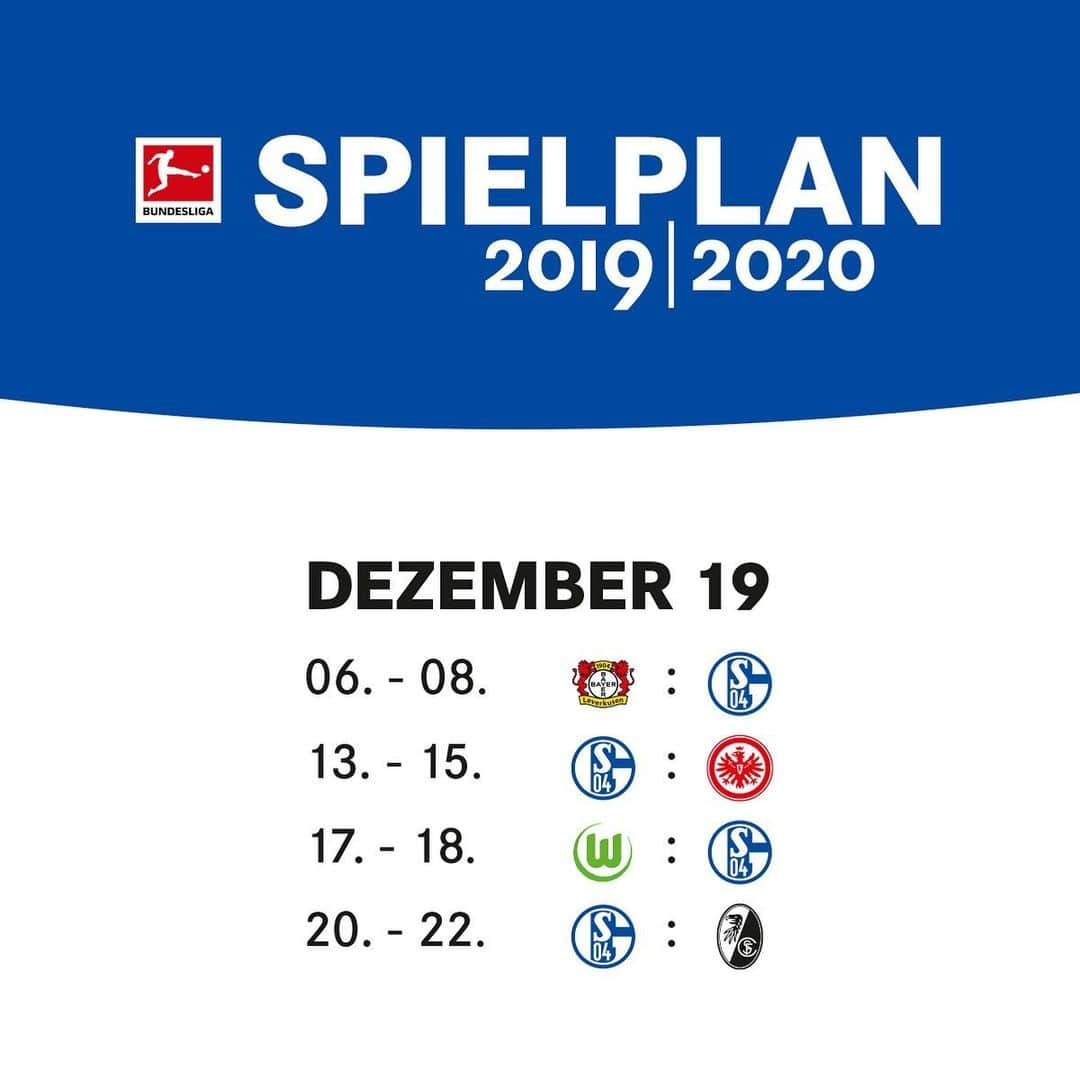 シャルケ04さんのインスタグラム写真 - (シャルケ04Instagram)「Our 2019/20 Bundesliga campaign 📅 Which month are you most looking forward to? . . #Schalke #S04 #Bundesliga #Football #Soccer #Knappen #WirLebenDich #🔵⚪️」6月28日 23時20分 - s04