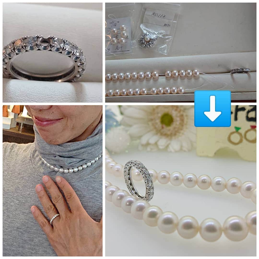 手作り指輪【ジュエリーアウラ】福岡さんのインスタグラム写真 - (手作り指輪【ジュエリーアウラ】福岡Instagram)「【修理・加工】 6月の誕生石は 「真珠」 「真珠」には“長寿”という、 意味もありますが、 “涙”と言う意味もあります。  だから、冠婚葬祭に 身につけられる宝石なの。  喜びの涙だったり 哀しみの涙だったり・・・ 今回は、亡き母の真珠と ダイヤモンドの修理加工を ご相談いただきました。  エタニティリングは、 職人の手作りで腕が良いことが 伺える逸品。 「きっと、大切にしてたんだと思う、、」 これは、そのままの姿を活かして ダイヤの石合わせと 爪の修理をしました。  パールは、5個足して 糸替えして、一連に。  明後日が誕生日だというお客様。 「私の誕生日に母からプレゼントをもらったようで、嬉しい」  お母様の想い出も一緒に これからも身につけていただいて 大切にされてくださいね。  100%手作り&オーダーメイド専門店 あなたの輝きを引き出す 【ジュエリーアウラ】 www.au-ra.com  #ジュエリーアウラ #一般修理加工もお気軽に  #パールの糸替え #ダイヤの石合わせ #形見の指輪 #継承するジュエリー #1級ジュエリーリモデルカウンセラー  #ジュエリーの仕分け #リフォームジュエリー  #ジュエリーアウラのアプリとLINEをチェック  #福岡北九州で人気のジュエリー店」6月29日 0時07分 - jewelry.aura