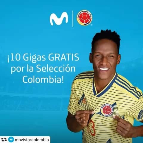 サッカー コロンビア代表チームのインスタグラム：「#repost @movistarcolombia ・・・ 🇨🇴🎁 Si la Selección Colombia gana hoy, todos los clientes móviles Movistar recibirán 10 Gigas GRATIS 🇨🇴🎁 Conoce más en 👉movistar.co #SomosLaSelección #MiSelección」