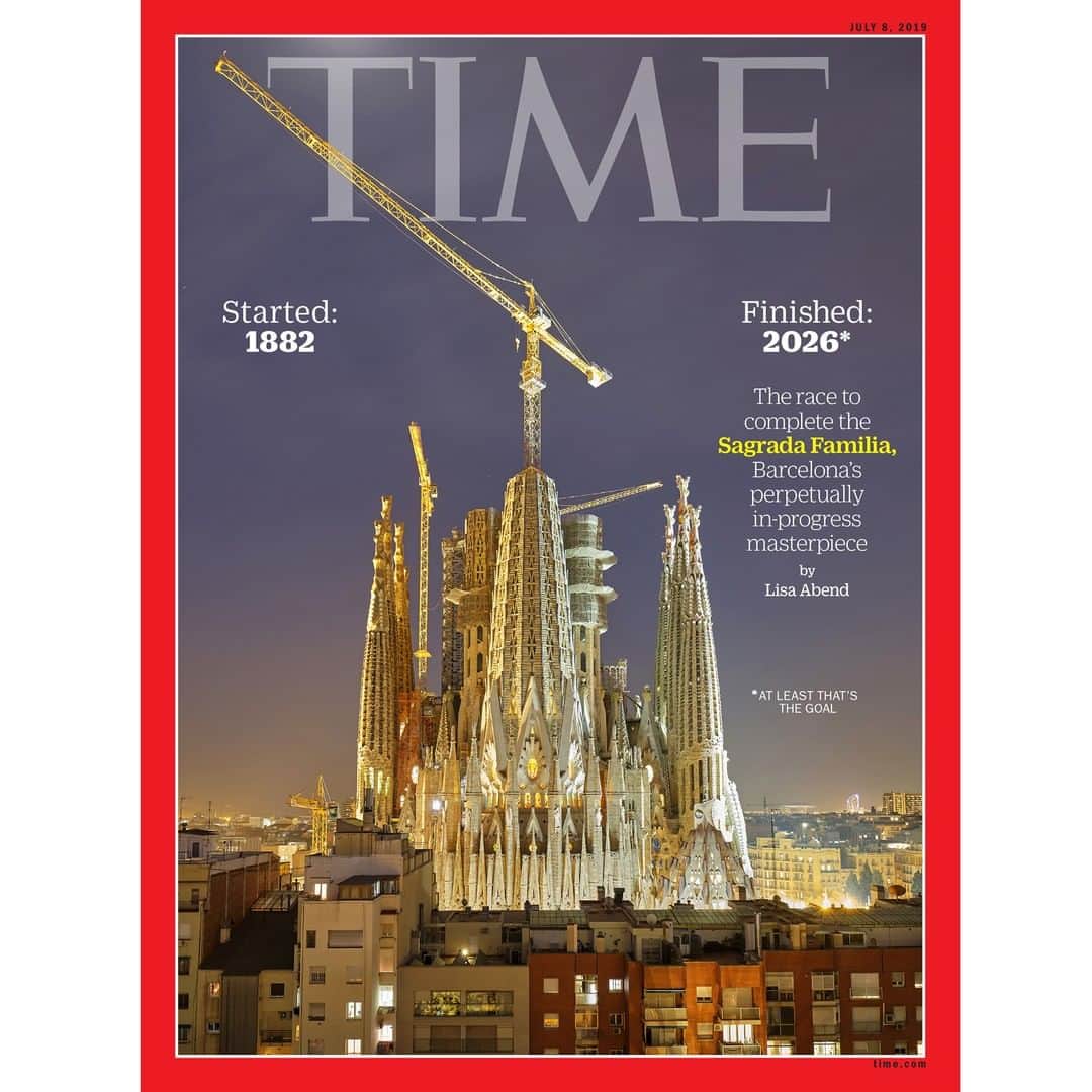 TIME Magazineさんのインスタグラム写真 - (TIME MagazineInstagram)「The first stone of the Sagrada Familia was laid more than 130 years ago. Thanks to an influx of funding, some striking innovations and a lot of old-fashioned craftsmanship, the famously unfinished church is now on schedule to be completed in 2026, the 100th anniversary of the death of its architect, Antoni Gaudí. Today, more than two dozen architects are working on the project — most of them local Catalans — and 200 workers in total are involved in construction. But making the deadline will mean overcoming technical complications, theological doubts and several blocks’ worth of outraged residents. At a time when Barcelona is grappling with an unprecedented tourist influx that is challenging the idea of what the city should be, the plans for the church risk deepening social and political divisions. And just like the reconstruction of Notre Dame in Paris, the project to finish the Sagrada Familia has triggered impassioned debates over the proper role of iconic historical buildings in a modern city. Read this week's international cover story at the link in bio. Photograph by @lucalocatelliphoto for TIME」6月29日 2時11分 - time