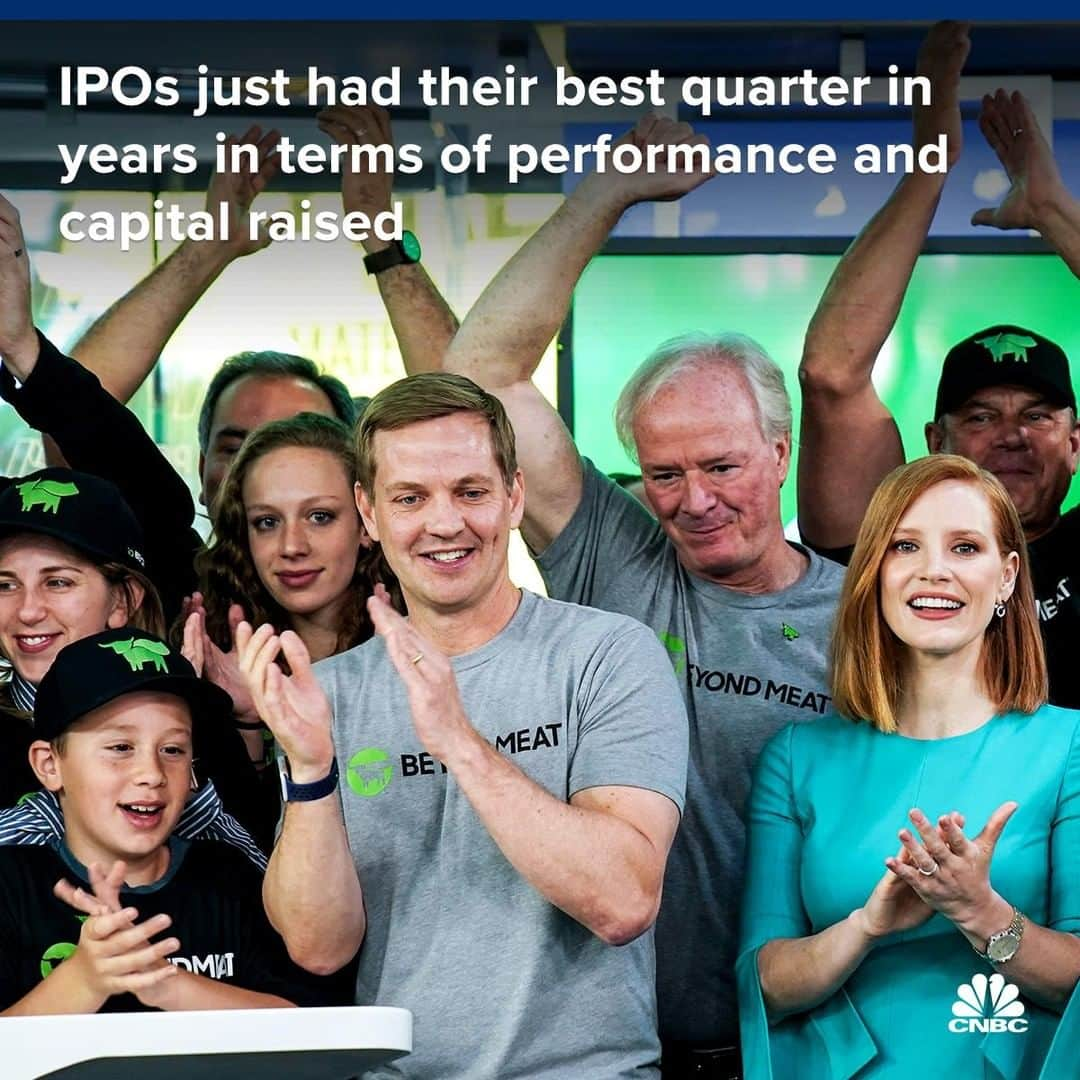 CNBCさんのインスタグラム写真 - (CNBCInstagram)「In the second quarter, 62 IPOs raised $25 billion. The average return was an eye-popping 30%.⁠ ⁠ It was the most active quarter by deal count in 4 years and the most capital raised in 5 years, according to Renaissance Capital.⁠ ⁠ 𝐍𝐨𝐭𝐚𝐛𝐥𝐞 𝐈𝐏𝐎𝐬 𝟐𝟎𝟏𝟗⁠ ⁠ ◼️ Beyond Meat up 542%⁠ ⁠ ◼️Zoom Video up 140%⁠ ⁠ ◼️CrowdStrike up 89%⁠ ⁠ ◼️Chewy up 50%⁠ ⁠ ◼️Pinterest up 38%⁠ ⁠ ◼️Slack up 39%⁠ ⁠ And what about the two most-anticipated, supposedly most in-demand deals of the year?  Uber is down 1% and Lyft is down 12%. But those IPOs were the exception, and they have not dampened enthusiasm for a whole new crop slated for the second half of 2019. ⁠ Learn all about the 2019 IPO pipeline, at the link in bio. ⁠ *⁠ *⁠ *⁠ *⁠ *⁠ *⁠ *⁠ #stockmarket #stocks #ipo #ipos #beyondmeat #uber #zoomvideo #crowdstrike #chewy #pinterest #slack #uber #lyft #marketdata #data #investing #portfolio #tradertalk #money #trading #wealth #wallstreet #wallst #businessnews #CNBC⁠」6月29日 2時38分 - cnbc