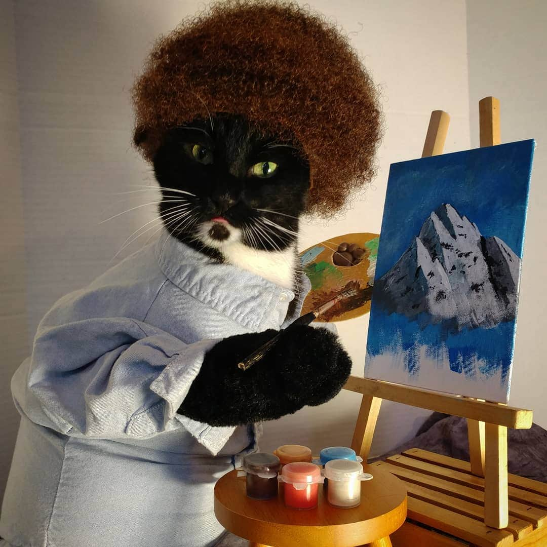 猫コスプレさんのインスタグラム写真 - (猫コスプレInstagram)「Remember, you can do anything you put your mind to.  #inspiration #BobRoss . . . . . . . . #tgif #bobrosscat #BobRossCosplay #TheJoyOfPainting #inspirational #youcandoit #ibeleiveinyou #CatCosplay #petcostumes #catcostume #cosplay #caturday #aww #painting」6月29日 6時54分 - cat_cosplay