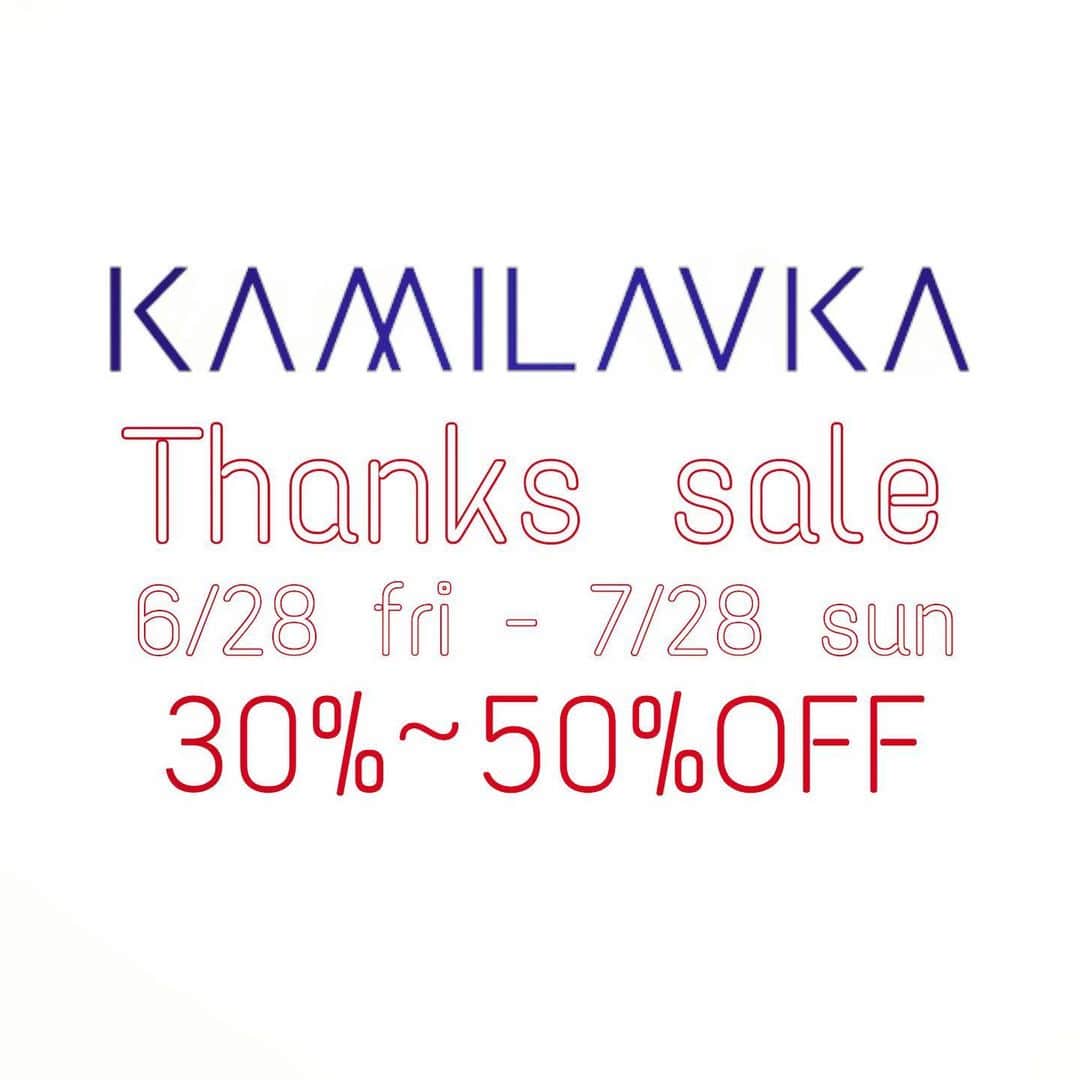 カミラフカのインスタグラム：「. お客様各位 . いつKamilavka をご愛顧頂きまして、誠にありがとうございます。 この度、7月28日をもちましてkamilavka 青山店の営業を終了する運びとなりました。 . そして、これまでの感謝の気持ちと、引き続きご愛顧して頂けますようにThanks Saleを行なっております。 . 本日はあいにくの雨となっておりますが、kamilavka 青山店で皆様にお会い出来るのを心よりお待ちしております。」