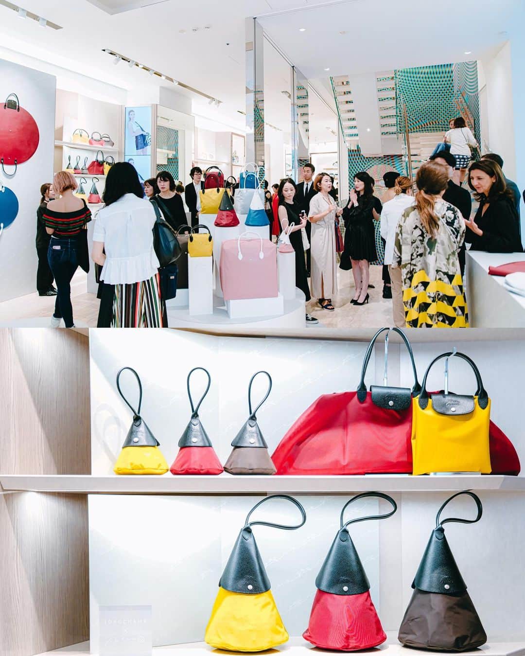6151さんのインスタグラム写真 - (6151Instagram)「Longchamp x nendo｜LE PLIAGE﻿ ﻿ ロンシャンのル プリアージュが﻿ nendoとコラボした限定バッグを発売﻿ ということで、表参道のイベントへ。﻿ ﻿ わたしのバッグは円錐型のコーン。﻿ グレーとホワイトレザーの三角かわいい。 ﻿ #ロンシャン #Longchamp﻿ #longchampxnendo」6月29日 22時57分 - 6151