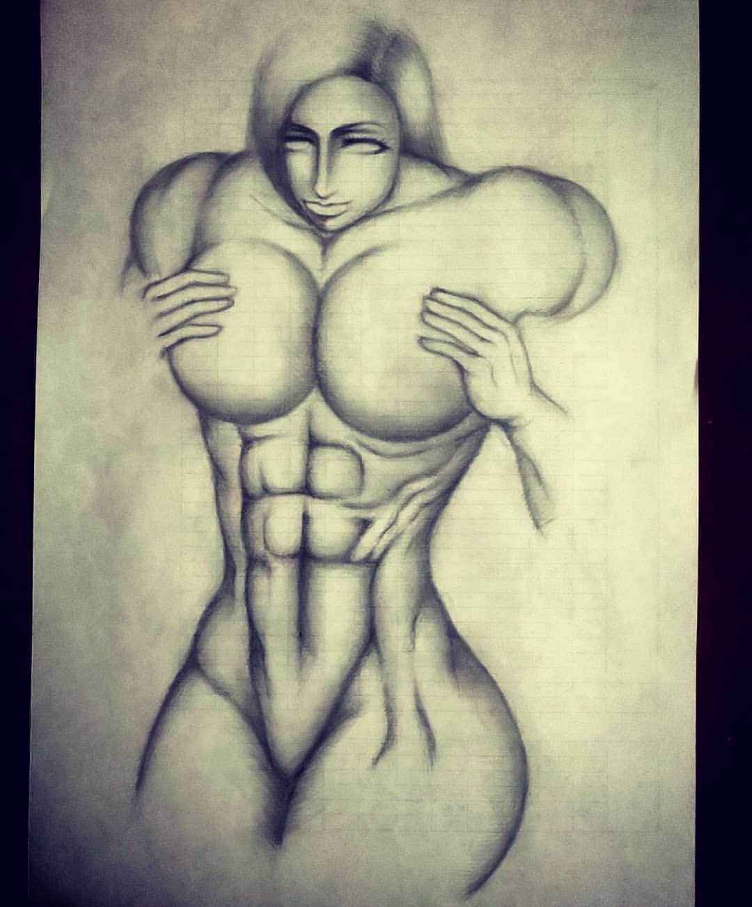 松原義和のインスタグラム：「僕が考えた超人「キン肉ジュンコ」 #風藤松原#松原義和#イラスト#絵#鉛筆画#筋肉#マッチョ#筋トレ女子#アート#フィットネス#ヘアスタイル#ヘアアレンジ#スタイル#illustration#drawing#picture#bodybuilding#fitness#nude#muscle#beautiful#sexy#art#fashion#love#styles#muscle#lady」