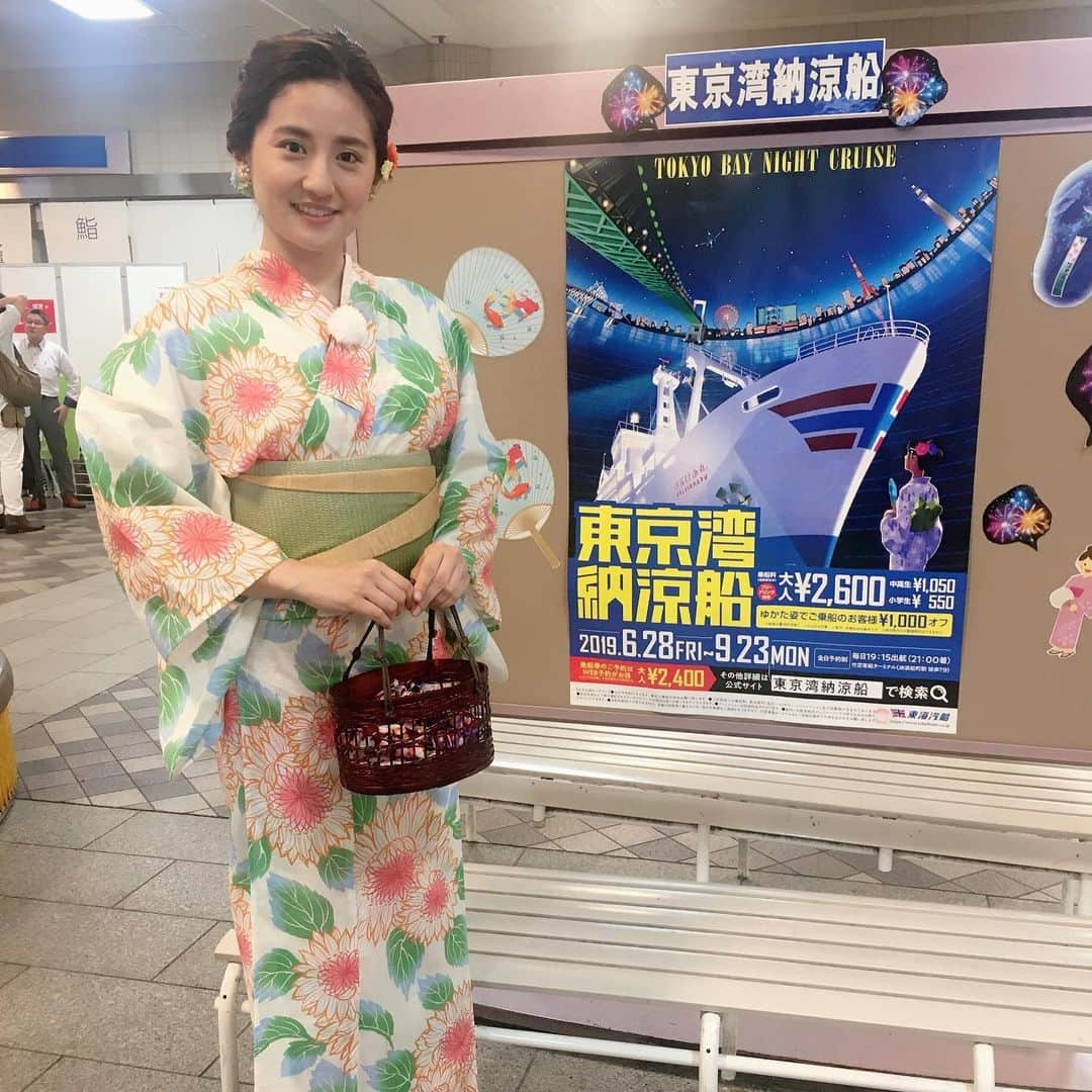 槙あやなさんのインスタグラム写真 - (槙あやなInstagram)「東京湾納涼船が今年もスタート！ 初日に取材に行ってきました。 今年で３度目の取材。 毎年違う浴衣を着られて 楽しいです♫ 梅雨真っ盛りですが、 ちょうど良い天気で気持ちよかった！ #tokyo #cruising #job #東京湾納涼船 #取材 #浴衣 #素敵な帯 #ヘアアレンジ #涼しい顔していますが #前日は #弾丸福岡日帰り #前々日は #登山ロケ #絶賛 #筋肉痛  #陸海空 #制覇」6月29日 18時22分 - ayana_maki