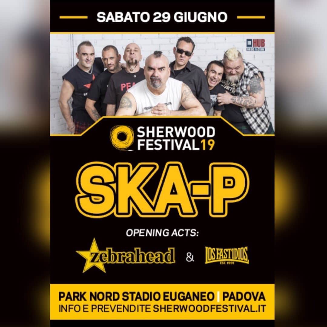 Zebraheadさんのインスタグラム写真 - (ZebraheadInstagram)「We're headed to Padova, Italy to play @sherwood_festival with @skapoficial and @losfastidios_official tonight! We're on 20:55-21:45 and it's our last show of tour!! Let's make it a slammer!! #Zebrahead #braininvaders #sherwoodfestival #skap #losfastidios #padova #italy」6月29日 19時12分 - zebraheadofficial