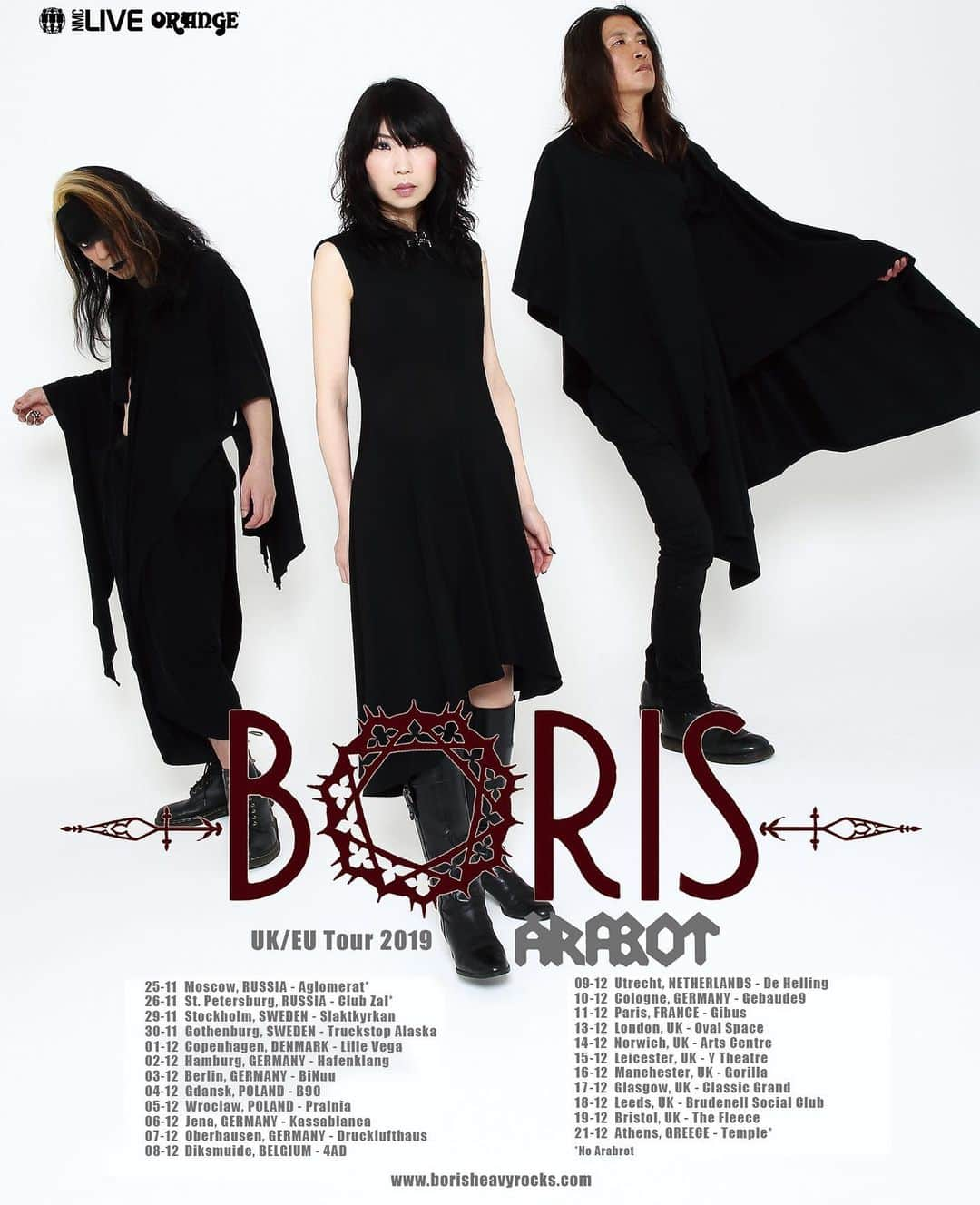 BORISさんのインスタグラム写真 - (BORISInstagram)「Most of the Euro/UK shows are on sale now!  Head over to Boris website and get your tickets NOW! https://borisheavyrocks.com/shows/ (link in bio)  EU/UKツアーのチケットが発売開始されました。 Boris オフィシャルHP (link in bio)からも購入可能です。  @thirdmanrecords #borisheavyrocks #LφVEandEVφL @orangeamplifiers @arabrot @nmc.live」6月30日 5時23分 - borisdronevil