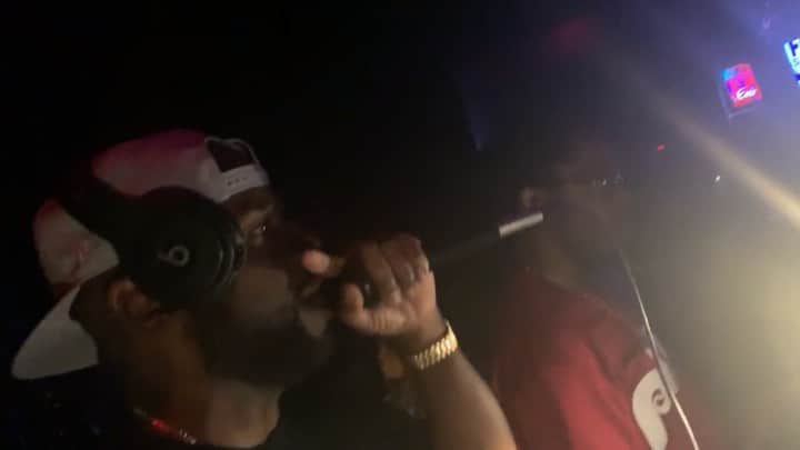 ファンクマスター・フレックスのインスタグラム：「Yes sir!!! I do this for a living!!! FunkFlex on the set!!! Mister East!!! Kosta!!! @litdigitaldjs Point to the birthday person!!!」