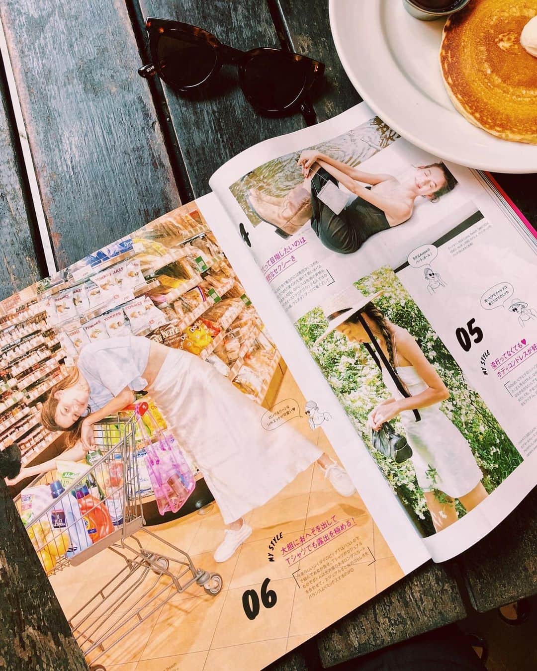 のインスタグラム：「お初の雑誌 "Sweet"にでてます！😳💕 ・ @sweet_editors 🍒 スタイリストさんの 本人ディレクション企画で お会いした事もないのに 声をかけて頂いた事が 本当に嬉しかったです😭❤️ ・ スタイリングも超タイプ！ かなりドキドキの撮影でした🌹🌹 1枚目、2枚目🌼 ・ ・ 3枚目は雑誌"HONEY" @honey_magazine 🌿 安定のメンバーで ホっと楽しい撮影🍒 @muchi_inami  いつもありがとう🥺💕 ・ ・ 4枚目は @shonanstylemagazine 🏄‍♀️ 今月号は連載ともに キャンプ特集にも載ってます🏕 ・ ・ 5.6枚目はANA機内誌"翼の王国"にて だいすきなリレーエッセイ"旅育日記"を 書かせて頂きました。 文章を書くのって難しい…📝 反省点多めですが 素敵な機会をありがとう👏🏼❤️ @takuro__watanabe 🙌🏼 ・ ・ ・ どれも見かけたら是非 手にとってみてください🌼🌼 ・ ・ ・ #sweet #honeymagazine  #shonanstylemagazine  #ANA #機内誌 #雑誌 #ファッション雑誌 #撮影 #スタイリスト企画 #スウィート #翼の王国 #旅育日記 #エッセイ」