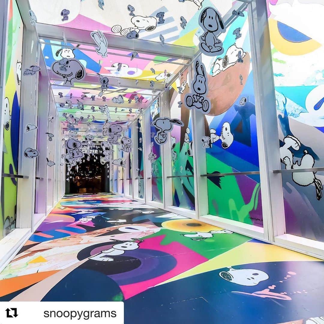 松山智一のインスタグラム：「#Repost @snoopygrams  OneSiam brought the Peanuts Global Artist Collective to Thailand! Beginning June 11th, Siam Paragon, Siam Center and Siam Discovery featured art from: Tomokazu Matsuyama, Nina Chanel Abney, André Saraiva x Mr. A, Rob Pruitt, avaf, Kenny Scharf and FriendsWithYou. #SnoopyGlobalArt」