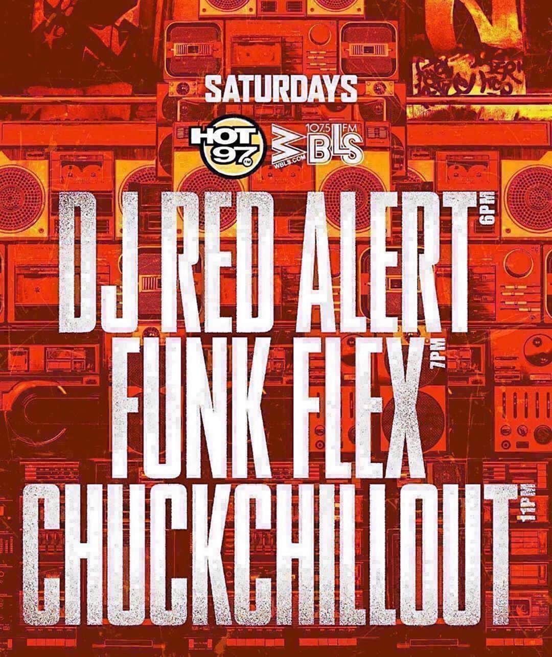 ファンクマスター・フレックスのインスタグラム：「We got Saturdays on smash!!! @kooldjredalert x @djchuckchillout x @hot97 x @wbls1075nyc !!!!! @litdigitaldjs」