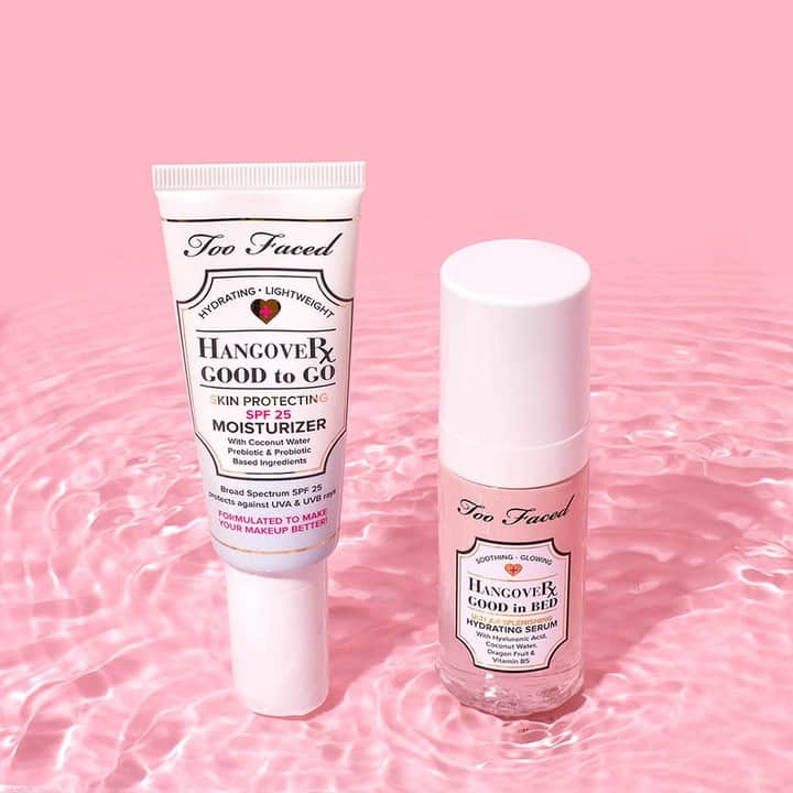Too Facedさんのインスタグラム写真 - (Too FacedInstagram)「Stay hydrated 💦 Add a splash of hydration to your skincare routine with our NEW Hangover Good to Go Moisturizer and Hangover Good in Bed Serum. Available now @ultabeauty! 🛍️ #tfhangover #toofaced」7月1日 3時00分 - toofaced