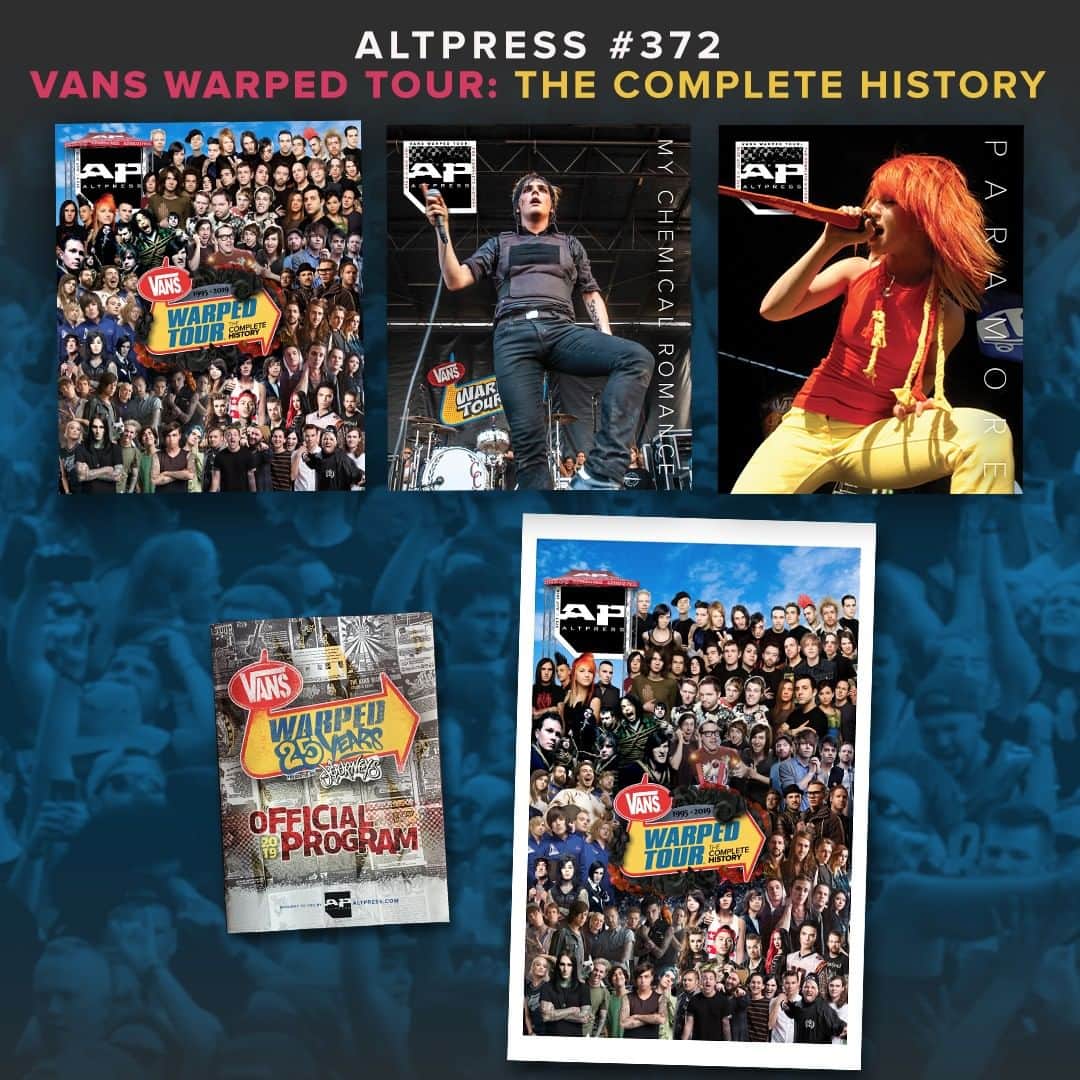 Alternative Pressさんのインスタグラム写真 - (Alternative PressInstagram)「⁠ IT'S TIME TO GET WARPED! AP has worked closely with @kevinlyman and @vanswarpedtour over the last 15 years to assist in spreading this culture and community far and wide. And we’re doing it one more time with our new issue: Our Valentine to Warped captures all the history in show posters, band lineups, photos from the front, back and side of the stages and more than a couple of anecdotes from the people who were there. Collect all 3 commemorative issues featuring some of the most influential artists from all of the years of VWT, including My Chemical Romance, @paramore, and more! 1995-2019 🎶⁠ ALTPRESS.COM/NEWISSUE⁠ .⁠ .⁠ .⁠ #vanswarpedtour #warpedtour #vans #warped25 #warpedforever #foreverwarped #mychemicalromance #paramore #TheOffspring #blink182 #TheStartingLine #FallOutBoy #NewFoundGlory #sleepingwithsirens #TakingBackSunday #GoodCharlotte #Thursday #RiseAgainst #AFI #AgainstMe! #AntiFlag #FromFirstToLast #Skrillex #MotionCitySoundtrack #TheAcademyIs #GymClassHeroes #ADayToRemember #kevinlyman #alternativepress #altpress⁠」7月1日 3時00分 - altpress
