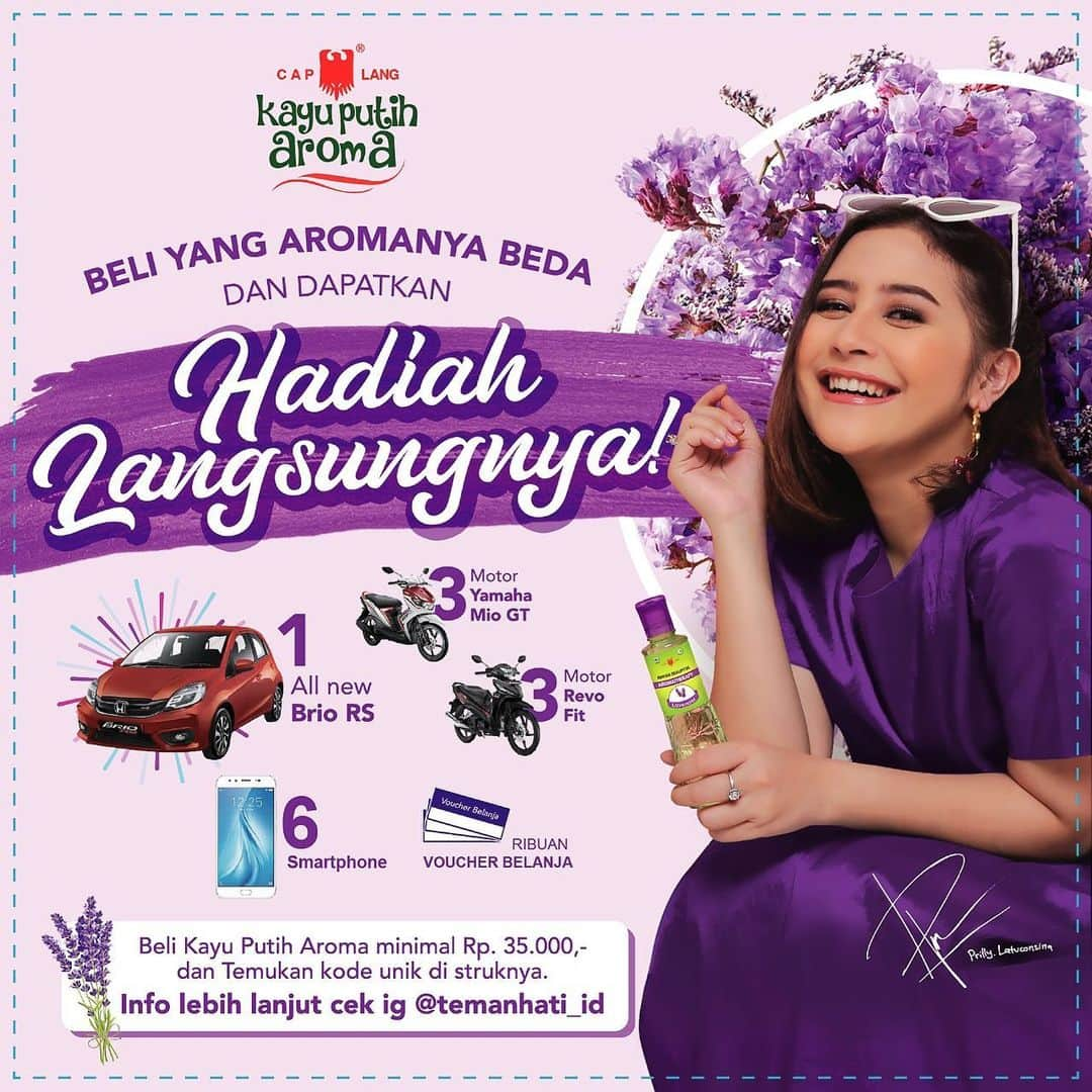 Prilly Latuconsinaさんのインスタグラム写真 - (Prilly LatuconsinaInstagram)「Haiii Girls, masih ada kesempatan buat kamu dapetin mobil, motor, smartphone dan ribuan voucher dari Kayu Putih Aroma. Jangan lupa follow @temanhati_id juga ya.... Aku penasaran nih kali ini siapa ya yang beruntung dapet mobil.... Share ke aku juga ya, kalian dapet hadiah apa...」6月30日 19時43分 - prillylatuconsina96