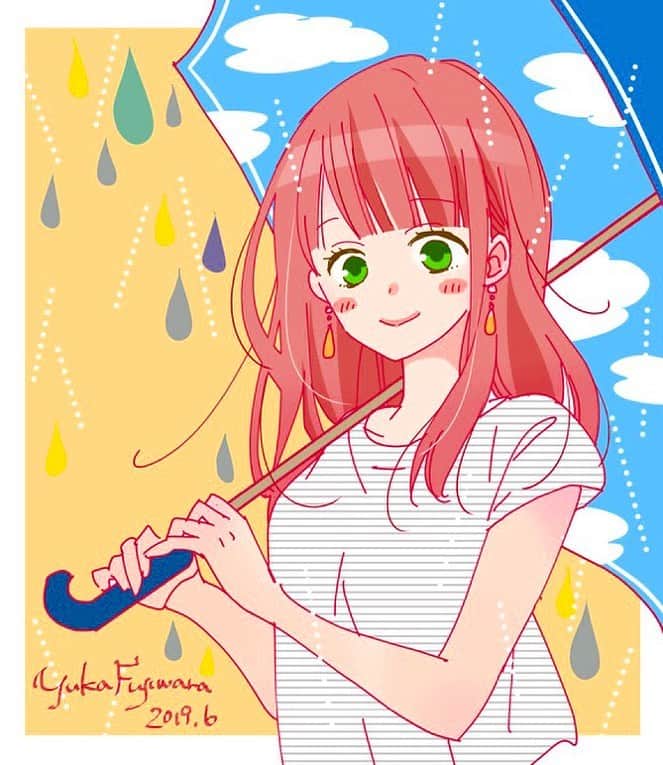 藤原ゆかのインスタグラム：「６月の最後に！梅雨ラクガキ☂️☀️🌈」