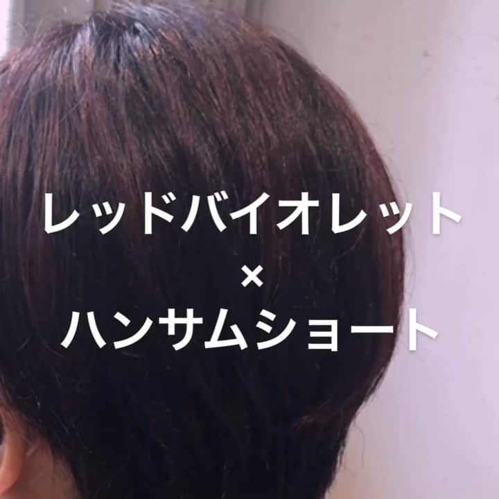 Makaraのインスタグラム：「レッドバイオレット×ハンサムショート❗️ ． top stylist 藤遼平 ． @rryobsk ． ︎ @makara_ginza ▫︎ 東京都中央区銀座8-8-6-銀栄ビル６Ｆ ▫︎ TEL 03-6264-6135 ▫︎ open10:00〜23:00 ▫︎ #銀座美容室 #銀座ヘアサロン #銀座8丁目 #新橋 #深夜営業 #ロングヘア #단발머리 #おしゃれさんと繋がりたい #時尚 #ラベンダーアッシュ  #ニューオープン #ヌーディーベージュ #インナーカラー #ヘアサロン #おフェロ #グラデーションカラー #イルミナ #インナーカラー #アッシュ #外国人風  #コテ巻き #サラ艶 #アンチエイジング #グレージュ #ginzasix #ピクサムカラー  #カラーレシピ」