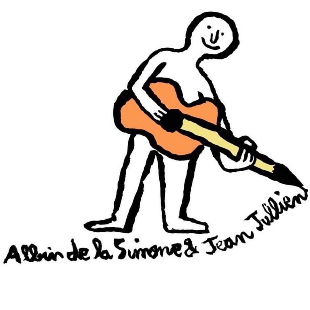 Jean Jullienさんのインスタグラム写真 - (Jean JullienInstagram)「Yesterday i had the pleasure to illustrate live 10 songs performed by @albindelasimone . Each drawing worked as a metaphor for the meaning of the song and was being revealed as Albin was singing the songs. Thanks to @lieuxmouvants for having us and thanks to Albin for being himself.」6月30日 22時00分 - jean_jullien