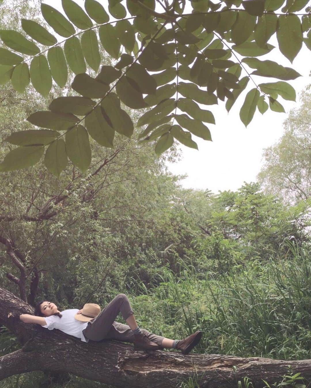 植草沙織さんのインスタグラム写真 - (植草沙織Instagram)「梅雨🌿🌿🌱 . . . . #梅雨  #green #forest #nature #earth #beauty #fashion  #白T #Tシャツ #Tシャツコーデ #アウトドア #探検 #アースカラー #ニュートラルカラー #サファリ #ファッション #白Ｔはヘインズ #白Ｔオーディション #ヘインズでハワイ旅行 #Hanes  #walking #model #walkinginstructor #美脚 #美脚ストレッチ #美脚エクササイズ」6月30日 22時18分 - saori___