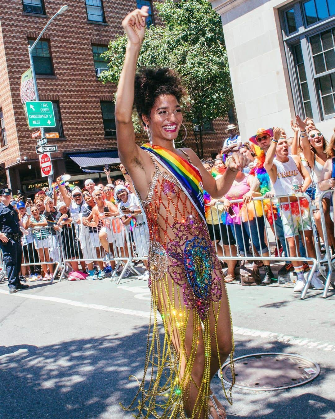 barneysnyofficialさんのインスタグラム写真 - (barneysnyofficialInstagram)「Activist and @poseonfx star @indyamoore wears @area while leading the World Pride March as one of the Grand Marshals #worldpride #bnyworldpride #stonewall50 Photographed by @hunterabrams」7月1日 4時52分 - barneysny