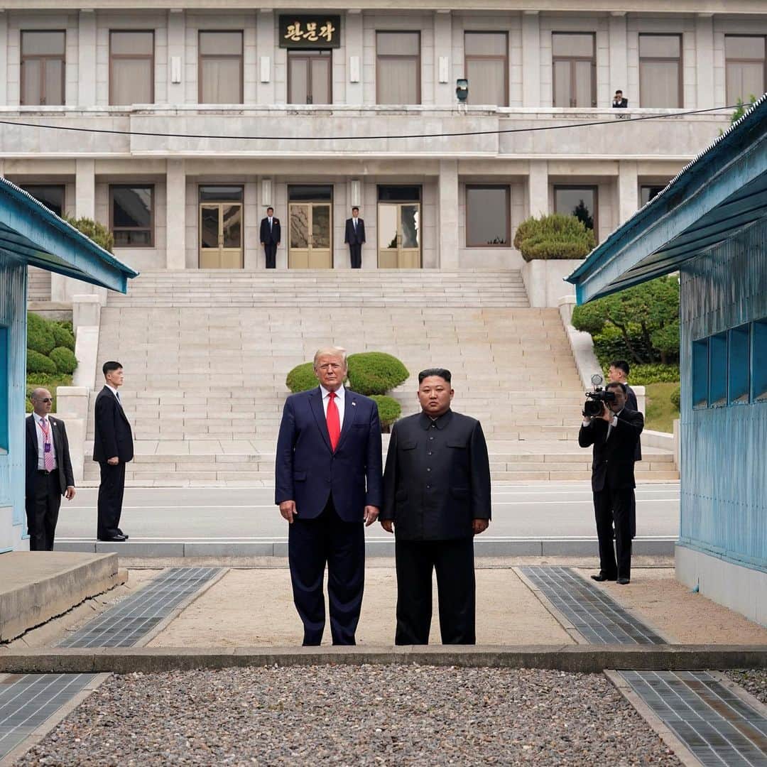 TIME Magazineさんのインスタグラム写真 - (TIME MagazineInstagram)「President Donald Trump and North Korean leader Kim Jong Un stand on the North Korean side in the Demilitarized Zone at Panmunjom on June 30. #Trump became the first sitting U.S. president to step foot in the North. The leaders met for nearly an hour and agreed to restart talks on #NorthKorea’s nuclear program. (Swipe for their remarks.) In a joint news conference with South Korean President Moon Jae-in, Trump claimed his predecessor, Barack Obama, had tried to meet with Kim on multiple occasions, only to be rebuffed. Two former high-level White House officials flatly disputed Trump's story, including former Director of National Intelligence James Clapper and Ben Rhodes, who served as Deputy National Security Adviser for Strategic Communications. “Trump is lying,” Rhodes tweeted. “I was there for all 8 years. Obama never sought a meeting with Kim Jong Un. Foreign policy isn’t reality television it’s reality.” Photograph by @kevin_lamarque—@reuters, video source: U.S. network pool」7月1日 6時12分 - time