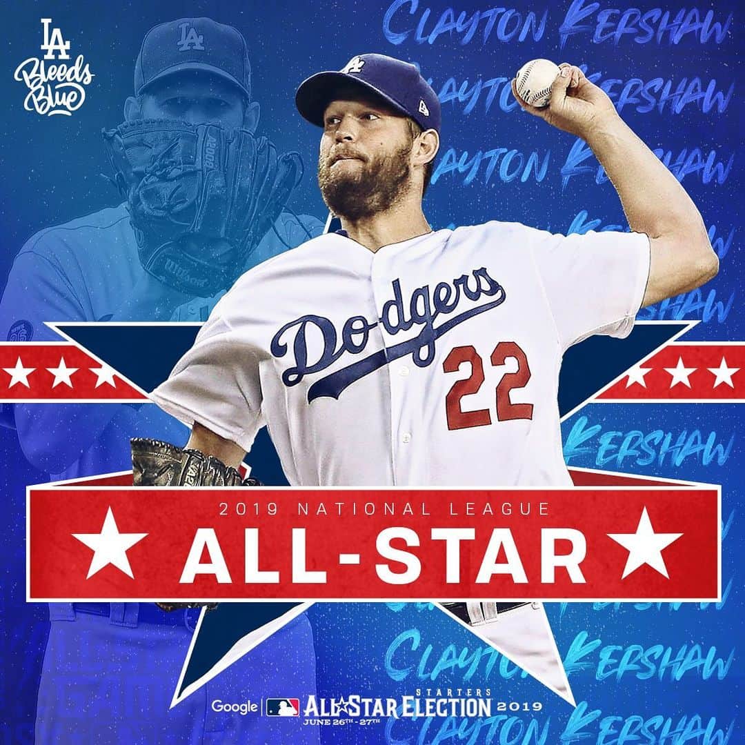 Los Angeles Dodgersさんのインスタグラム写真 - (Los Angeles DodgersInstagram)「#KershGonnaKersh  Congrats to @claytonkershaw on his eighth All-Star Game nod!」7月1日 6時57分 - dodgers