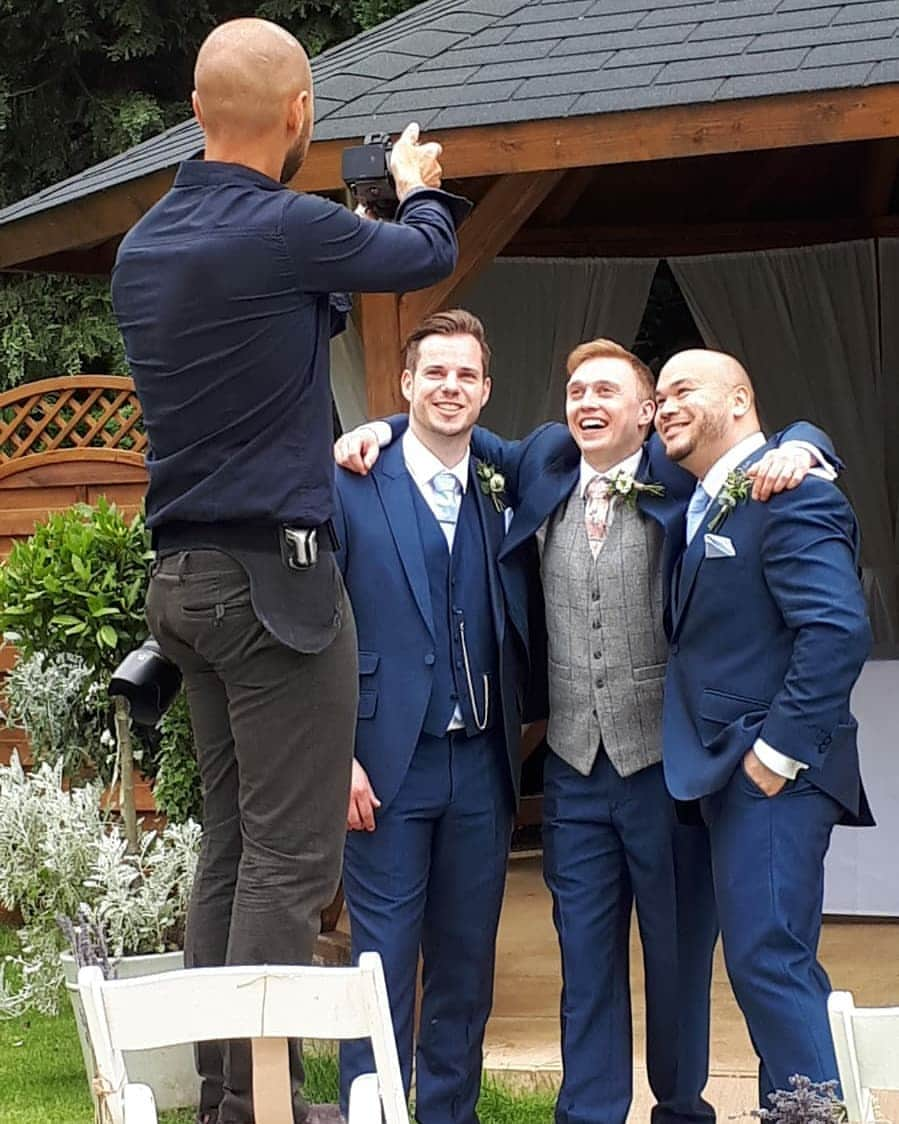 バスのインスタグラム：「What a beautiful, beautiful day it was last week for the wedding of @cheftebbo 🤵and @steffietebbatt88 👰💍💒 . It was as an honour and a pleasure to be your best man (along with fellow best man @tye_55 ). It couldn't have gone any better on your big day. (Especially the speeches 😉) . . I wish you both all the happiness and love you guys deserve 👩‍❤️‍👨 x  #happilyeverafter #tebbattwedding #wedding #williamcecil #williamcecilhotel  #williamcecilstamford  #stamford #peterposh  #peterposhsuits #navysuits #navyandgrey #bestman #bestmanspeech #twogaijin」