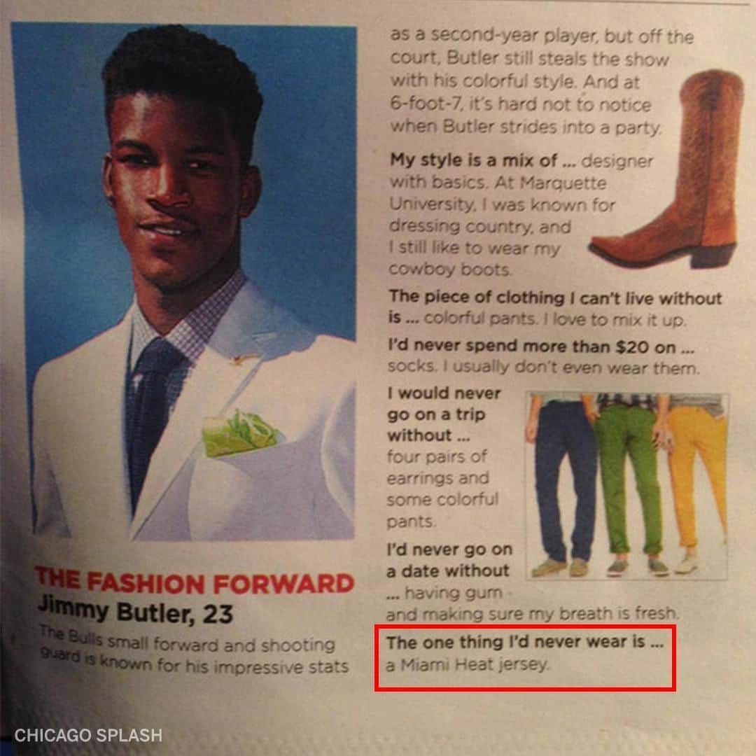 espnさんのインスタグラム写真 - (espnInstagram)「In 2013, Jimmy Butler said there's one thing he'd never wear ... a Miami Heat jersey 😅 (h/t u/Carlos_Boozer/Reddit)」7月1日 10時47分 - espn