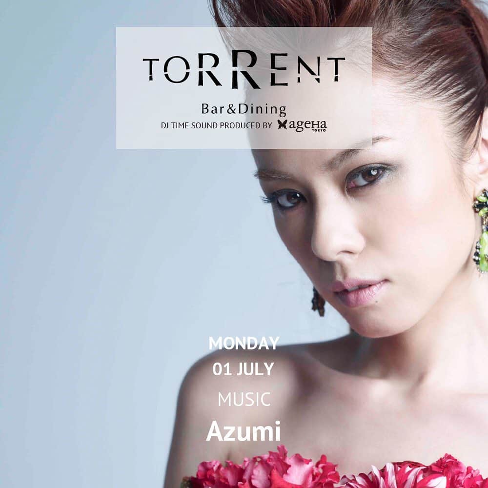 azumiさんのインスタグラム写真 - (azumiInstagram)「今月来月は第1週目の月曜。ということで、本日は月一レギュラーDJ @torrent_shibuya です。20:30〜23:30です。良かったらいらしてくださいね🍷」7月1日 16時43分 - xx_azumi_xx