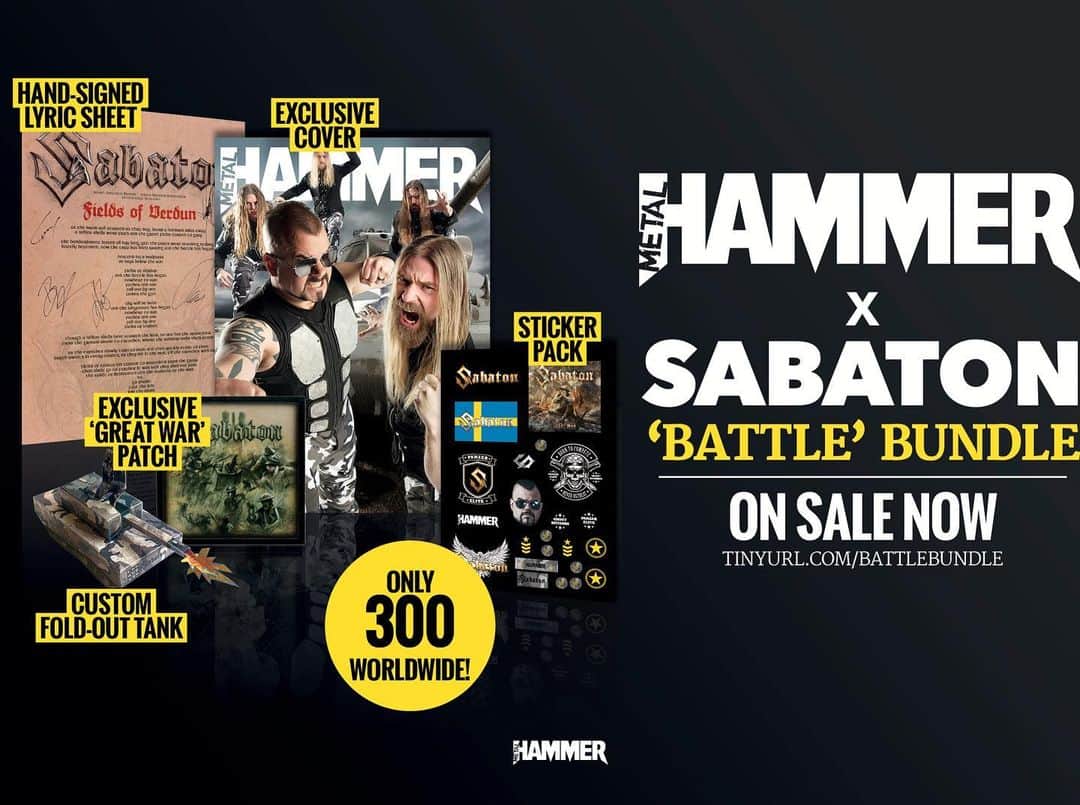 METAL HAMMERさんのインスタグラム写真 - (METAL HAMMERInstagram)「We only have a few of our Sabaton ‘Battle Bundles’ left. Get yours while you can to get your hands on all this exclusive Sabaton gear! Link in bio #Sabaton #MetalHammer #TheGreatWar」7月1日 16時37分 - metalhammeruk