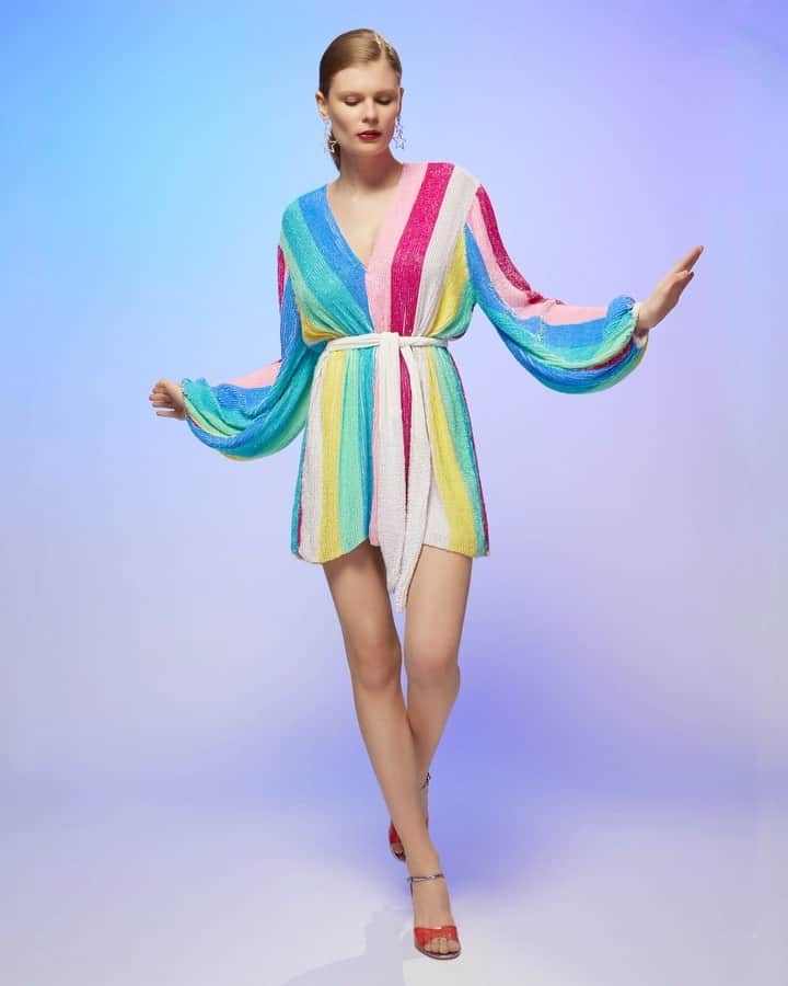 Saks Fifth Avenueのインスタグラム：「SEE THE RAINBOW: @retrofete means “vintage party”, taking inspiration from the glitz and glam of the disco era by merging together funk, allure and rock ‘n’ roll. #SaksStyle」