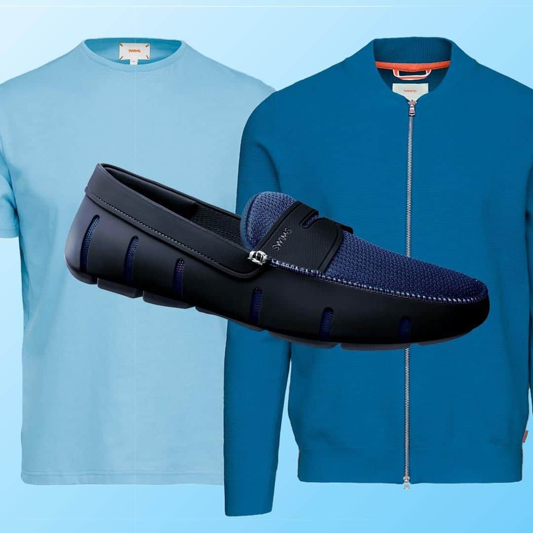 スイムズのインスタグラム：「Blue Monday. Shop our moody hued summer classics now on SWIMS.com	⠀ #loafers #shoesoftheday #SS19」