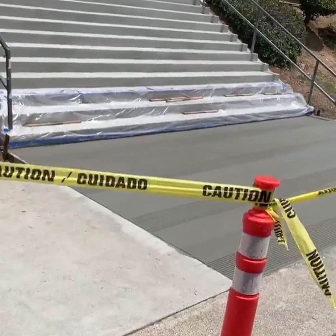 Skate Crunch (OG)さんのインスタグラム写真 - (Skate Crunch (OG)Instagram)「@playfactory 🗣 ⚠️ EL TORO UPDATE ⚠️ So here’s the very latest developments with the El Toro “Preventative Obstacle” situation:  Security is on guard 24/7 and isn’t letting people near, but @judeistidwell managed to get close enough for a few shots of the bottom before getting kicked out.  We did speak with a worker and got some more intel. As you can see, the landing at the bottom doesn’t look bad at all, and there is no poles at the bottom.  The ground has grooves kinda like rumble strips on the freeway. But don’t get excited with bondo dreams just yet, because there’s definitely poles going in up top as well as a new development.. a gate.  We’re not sure what “gate” really means, but I’m assuming it’s something they are possibly planning on closing and locking after hours?  Maybe like those metal things in parking lot entrances?  I don’t know, but honestly it at this point it sounds more hackable than poles at the bottom.  It’s indicating of a possibility of being skatable somehow if there’s room between poles and the gates are open. They also revealed a new “No Skateboards, or bikes, allowed on campus” policy. Which I’m not sure how they plan on regulating after hours. Kinda seems like the whole “no skateboarding down el toro” policy. I mean, so the kids can’t bring em on campus doing school?? I mean how many kids were chucking back lips lunchtime anyway? Lol.  So that’s it for now.  It’s actually slightly more promising than it had been, but maybe there’s a lot more insane “preventative obstacles” that we don’t know about yet.  Snake pit perhaps?  Blow darts from the lockers in the runway?  I hope at least the gate is electric. That would be cool. #eltoro #playfactory ⠀⠀⠀⠀⠀⠀⠀⠀⠀ 👉🏼 FOLLOW 4 MORE! 🗣 Like, comment, tag friends 🙏🏼 ✔️ Please share 2 your story using that paper plane above ☝🏼 👣 Follow @skatecrunchmag 🎯 #skatecrunch & #skatecrunchmag 2 b featured. #skatelifestyle #skateeverydamnday #skateordie #skateanddestroy #berrics #thrashermag #shralpin #skatepark #skateboarder #metrogrammed」7月2日 3時25分 - skatecrunchmag
