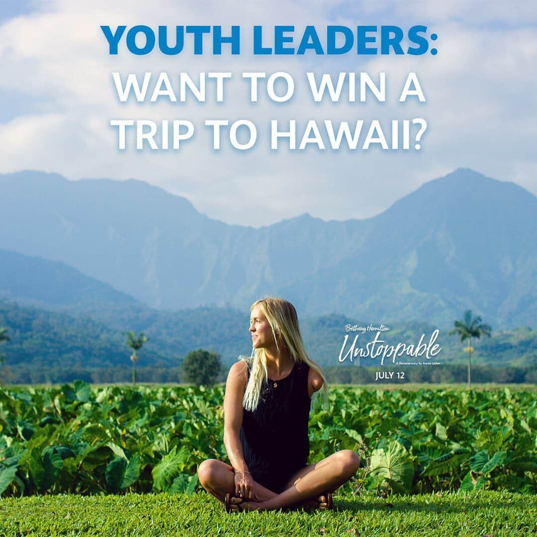 Bethany Hamiltonさんのインスタグラム写真 - (Bethany HamiltonInstagram)「Calling all Youth Leaders! Looking to use @unstoppablethefilm with your youth group?  We’ve got materials for you to use AND an opportunity for you to win a trip to Hawaii! Just fill out the form to receive your materials and be entered to win a 5-day vacation to my home island, Kauai to surf with my family members!  Thank you all for the amazing work you do!!! Click the link in my bio to learn more and sign up! Tag a youth worker who needs this vacation! bit.ly/UnstoppableYouthGroupGuide  #UNSTOPPABLE」7月2日 4時13分 - bethanyhamilton