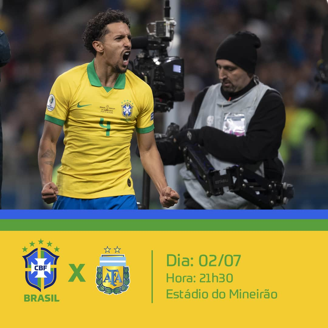 サッカー ブラジル代表チームさんのインスタグラム写真 - (サッカー ブラジル代表チームInstagram)「Amanhã é o dia!! Brasil e Argentina entram novamente em campo para um clássico histórico. Em jogo, uma vaga na final da Copa América! ⠀ 🇧🇷 x 🇦🇷 - 02/07 - 21h30 ⠀ #JogaBola #SeleçãoBrasileira #CopaAmérica」7月2日 9時15分 - cbf_futebol